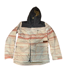size xs men’s burton cream and red stripe ski jacket